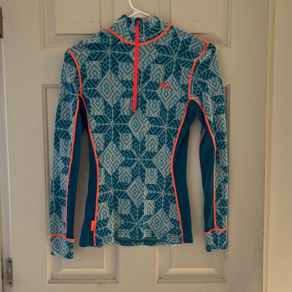 Kari Traa Quarter Zip Merino Else Base Layer  Blue Orange